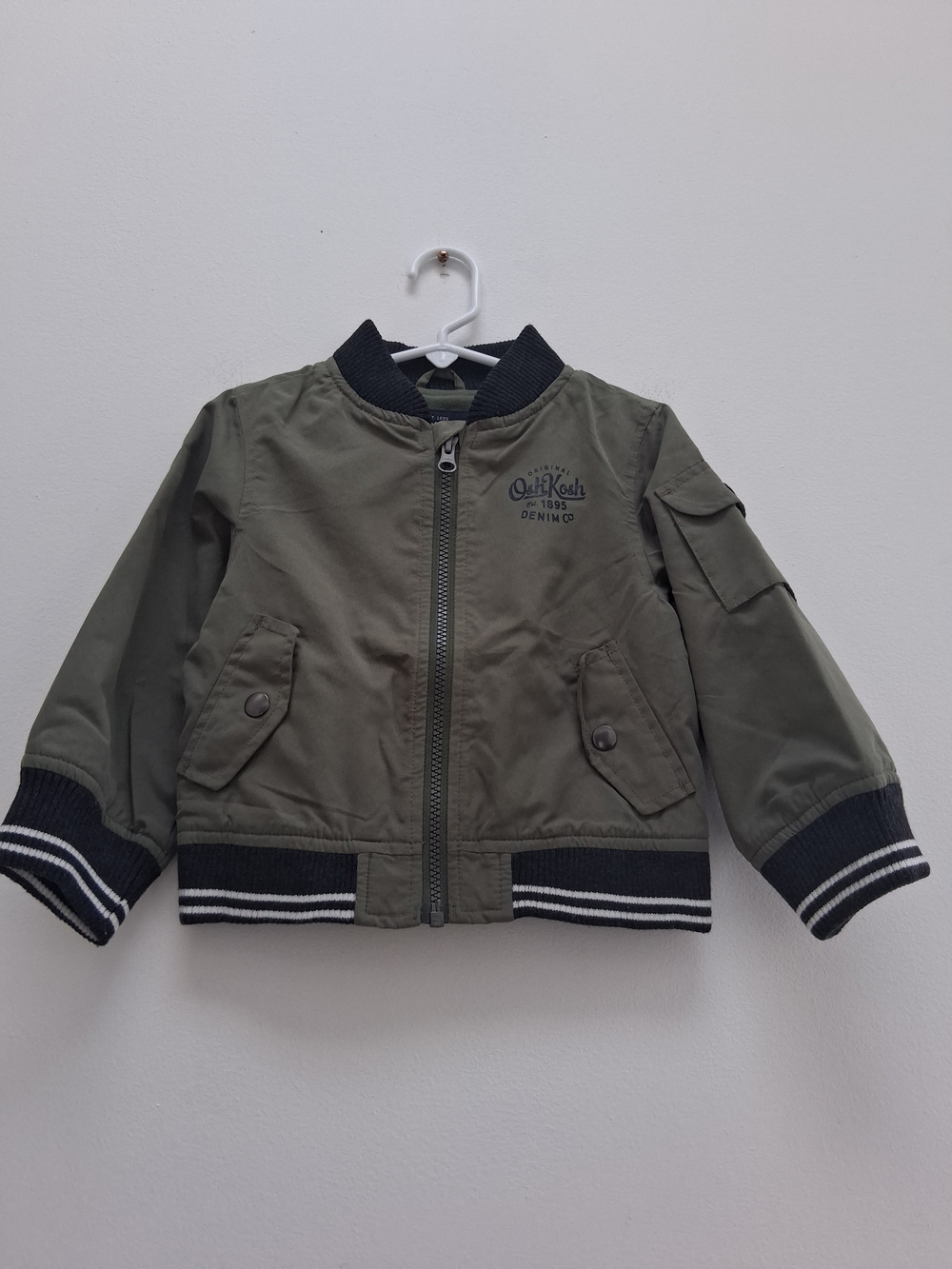 OshKosh B'gosh Olive Green Baby/Toddler Bomber Jacket Utility Size 24 Months